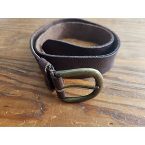 Urban Outfitters‎ 35" BDG Leather Belt Small Warm Umber Brown Distressed Brass